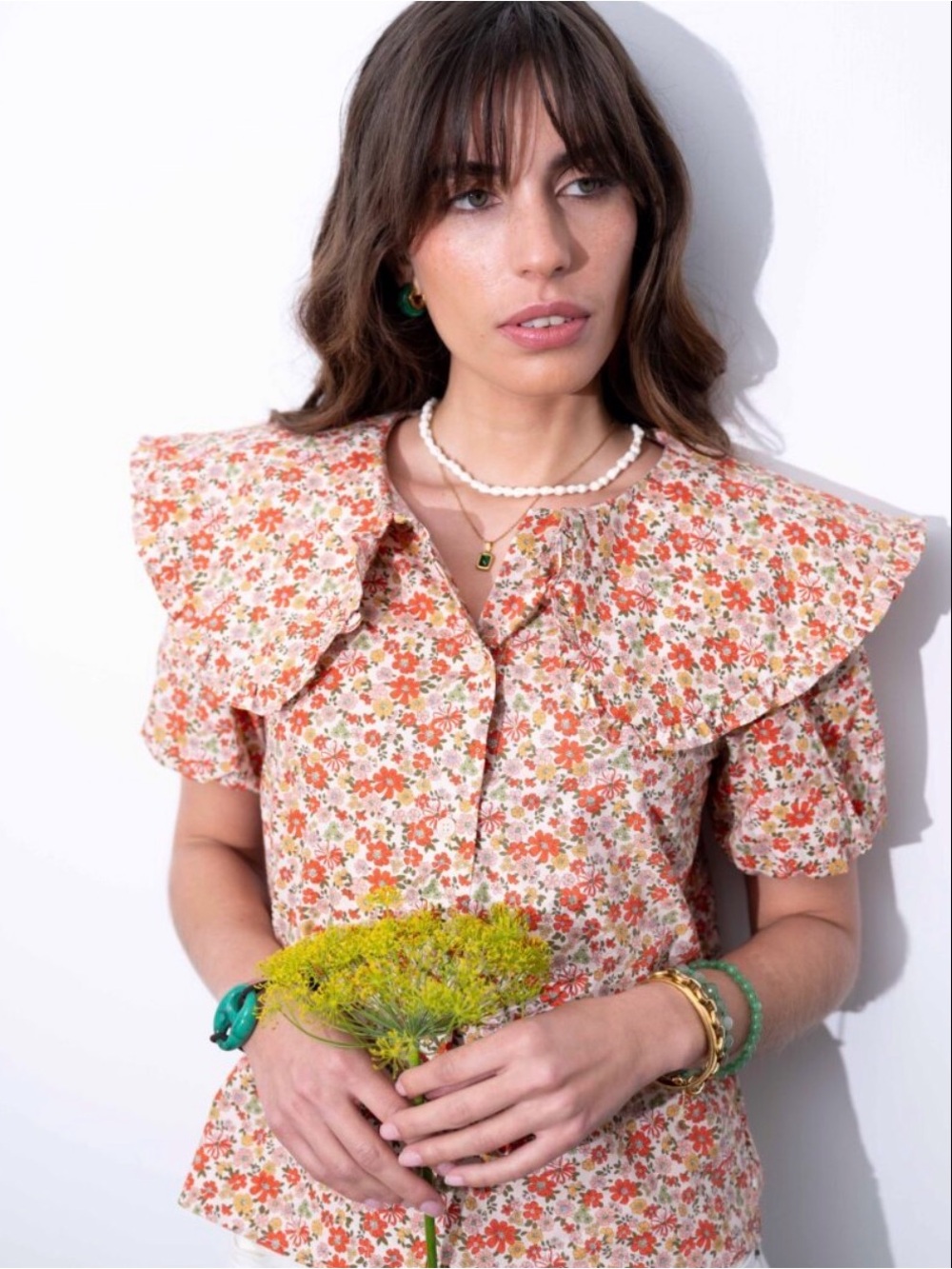ZARA floral Peter Pan collar shirt 2413/117